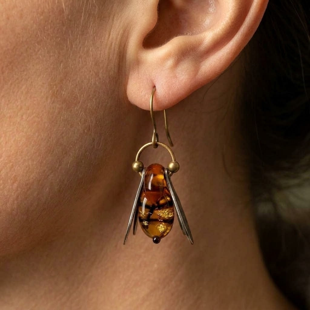 "Honey Drop" Bee Earrings