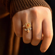 Load image into Gallery viewer, Spinning Sunflower &amp; Bee Ring

