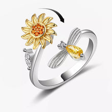 Load image into Gallery viewer, Spinning Sunflower &amp; Bee Ring
