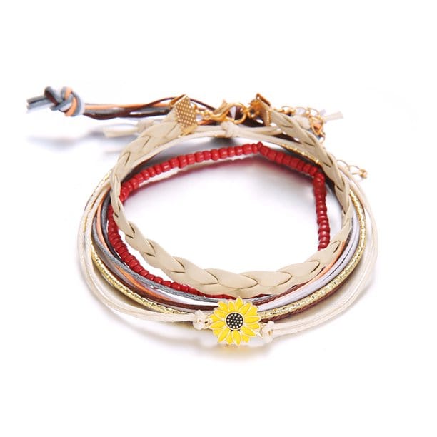 5 Piece Sunflower Bracelet Set
